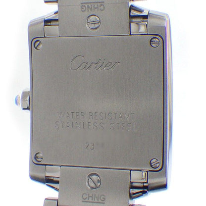 Cartier Watch Tank Francaise SM Square Blue Shell Dial Roman Index SS Quartz