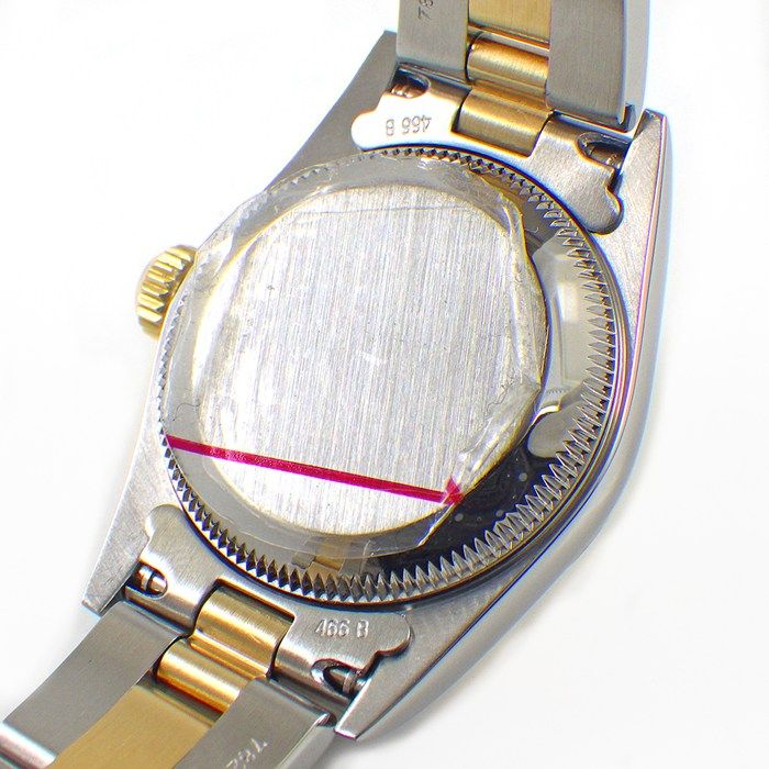 Rolex Watch Oyster Perpetual Luminous Index Hands Silver Dial 18k Yellow Gold