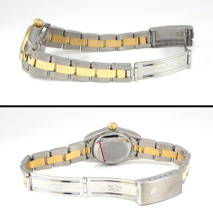 Rolex Watch Oyster Perpetual Luminous Index Hands Silver Dial 18k Yellow Gold