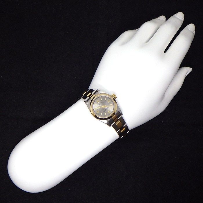 Rolex Watch Oyster Perpetual Luminous Index Hands Silver Dial 18k Yellow Gold