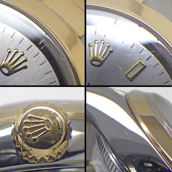 Rolex Watch Oyster Perpetual Luminous Index Hands Silver Dial 18k Yellow Gold