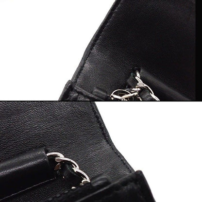 Chanel Quilted Classic Chain Wallet Black Gold Lambskin Silver