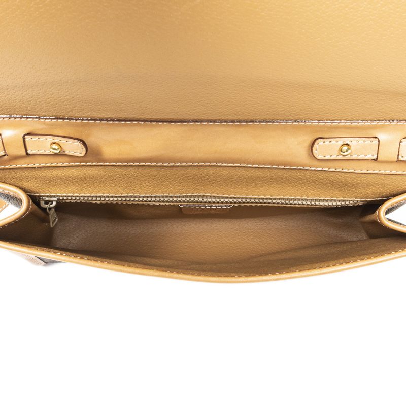 Celine Vintage Flap Crossbody Brown Macadam Canvas