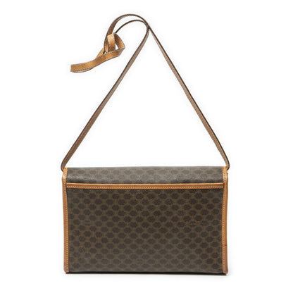 Celine Vintage Flap Crossbody Brown Macadam Canvas