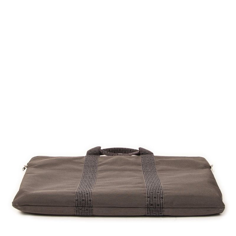 Hermes Line Briefcase Attache Gray Toile Ash