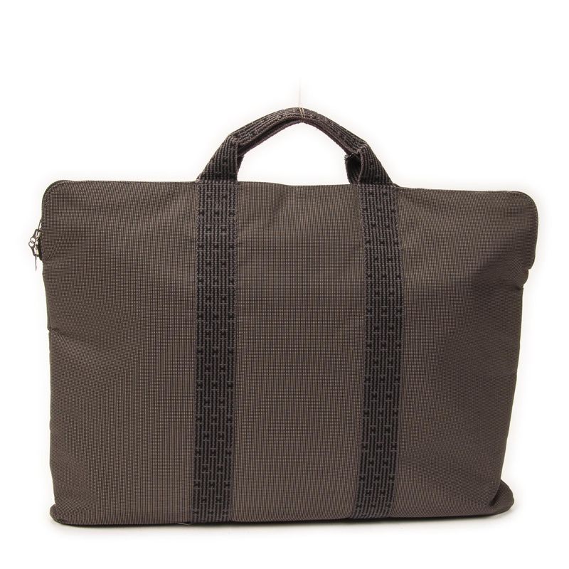 Hermes Line Briefcase Attache Gray Toile Ash
