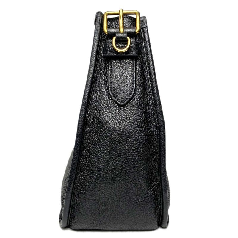 Prada Vitello Daino Shoulder Bag Black Gold Logo