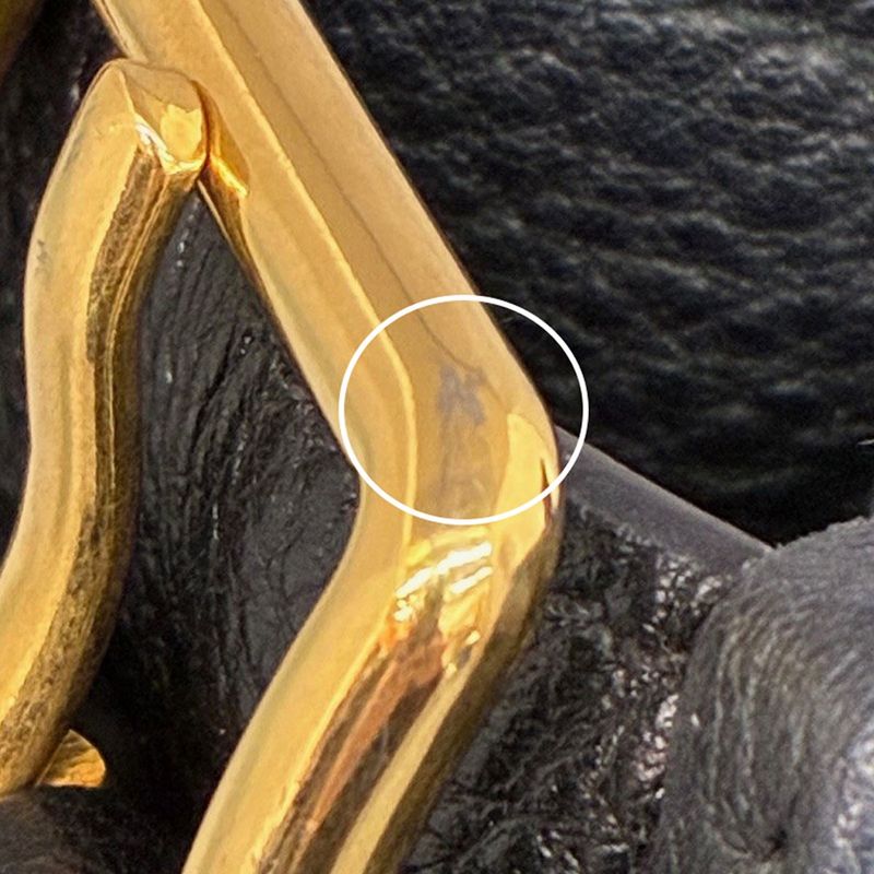 Prada Vitello Daino Shoulder Bag Black Gold Logo