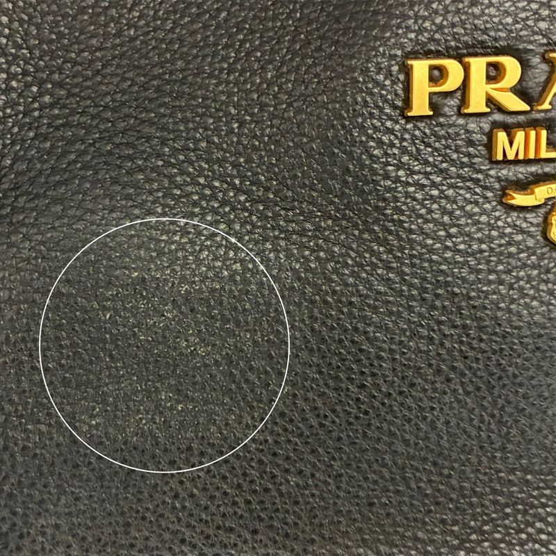 Prada Vitello Daino Shoulder Bag Black Gold Logo