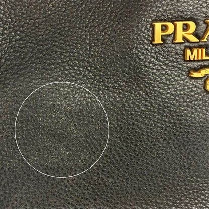 Prada Vitello Daino Shoulder Bag Black Gold Logo