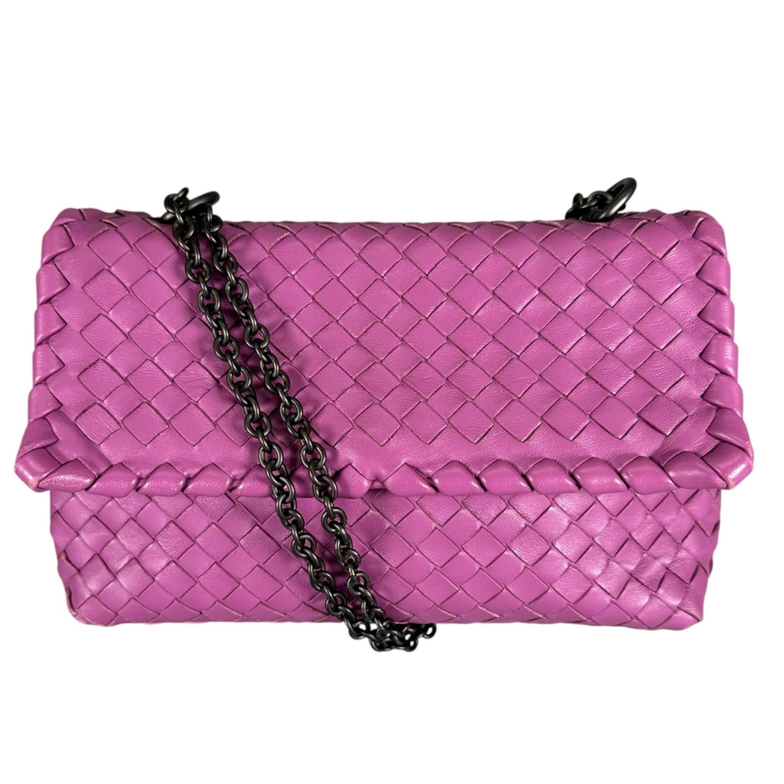 Bottega Veneta Intrecciato Au Limpia Shoulder Bag Lambskin Purple
