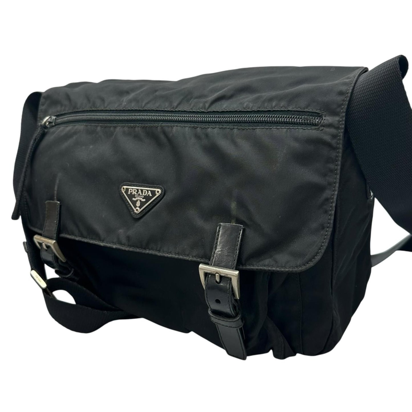 Prada Triangle Logo Shoulder Bag Nylon Black — view 2