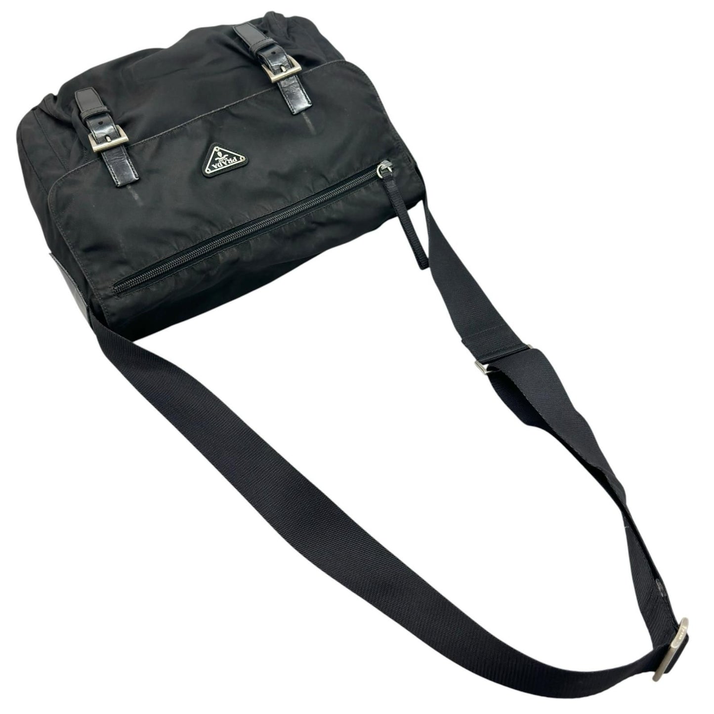 Prada Triangle Logo Shoulder Bag Nylon Black — view 5