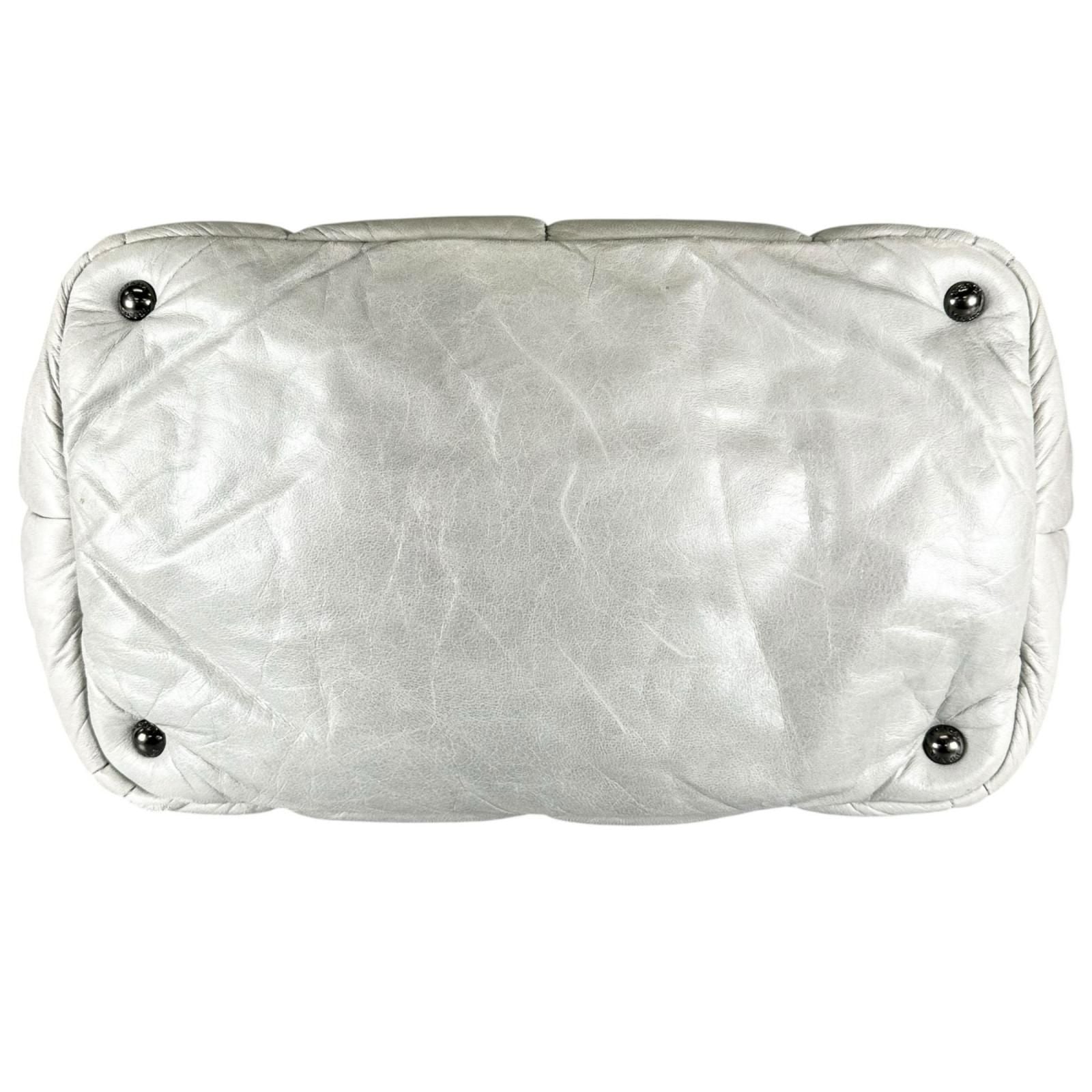 Prada Nappa Bomber Handbag Leather Gray 2-Way — view 4