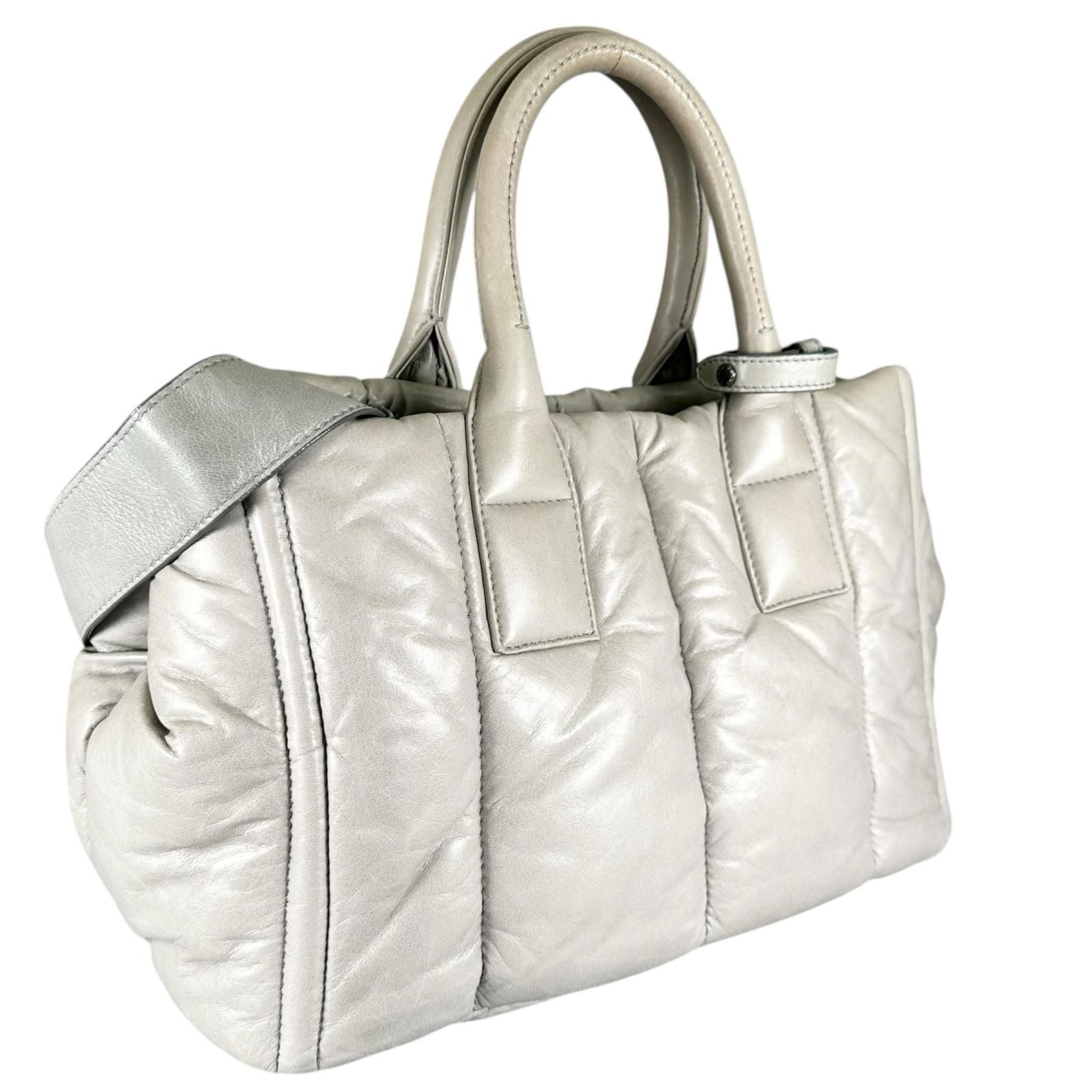 Prada Nappa Bomber Handbag Leather Gray 2-Way — view 3