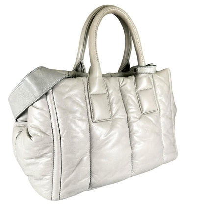 Prada Nappa Bomber Handbag Leather Gray 2-Way — view 3