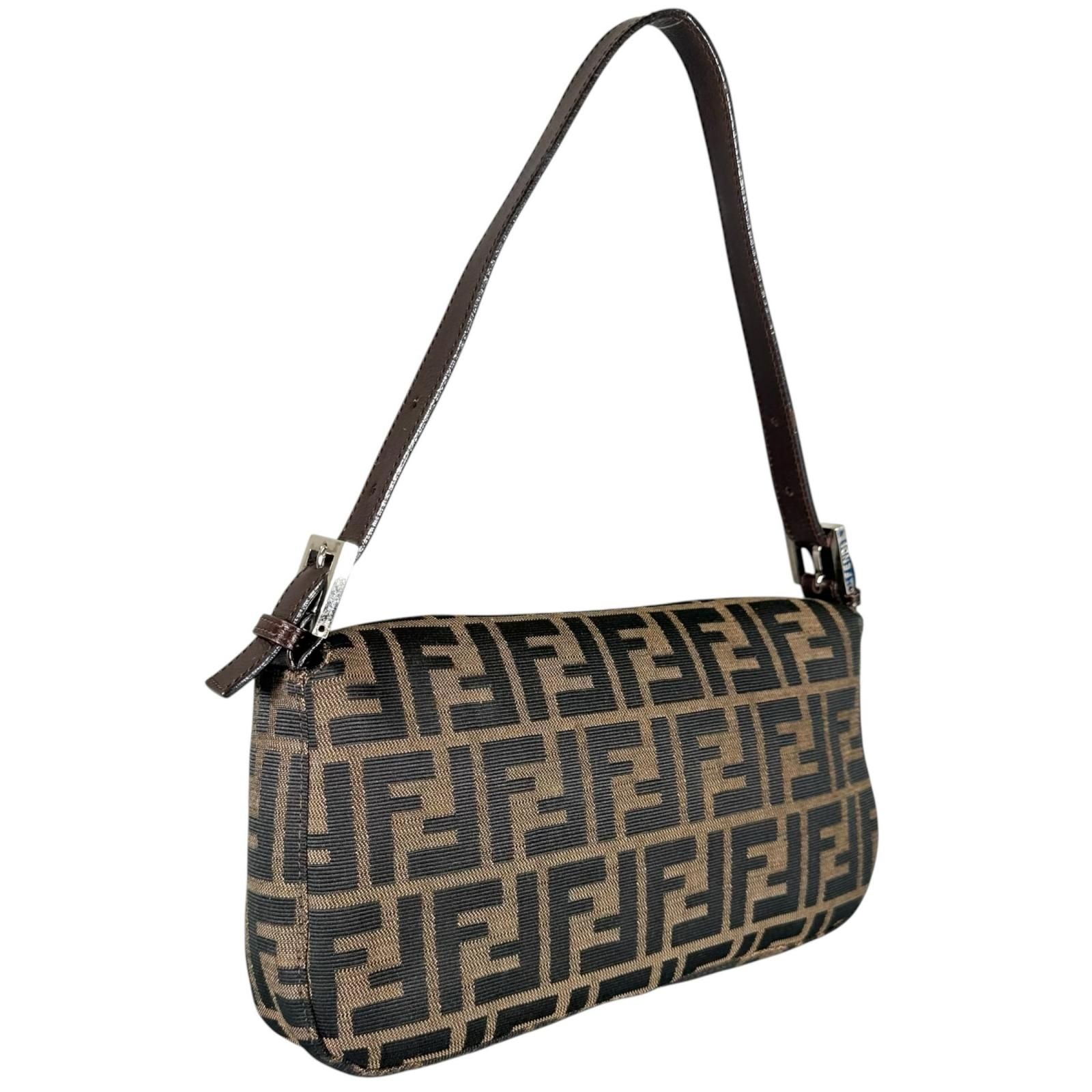 Fendi Zucca Mamma Baguette Handbag Leather Brown — view 3