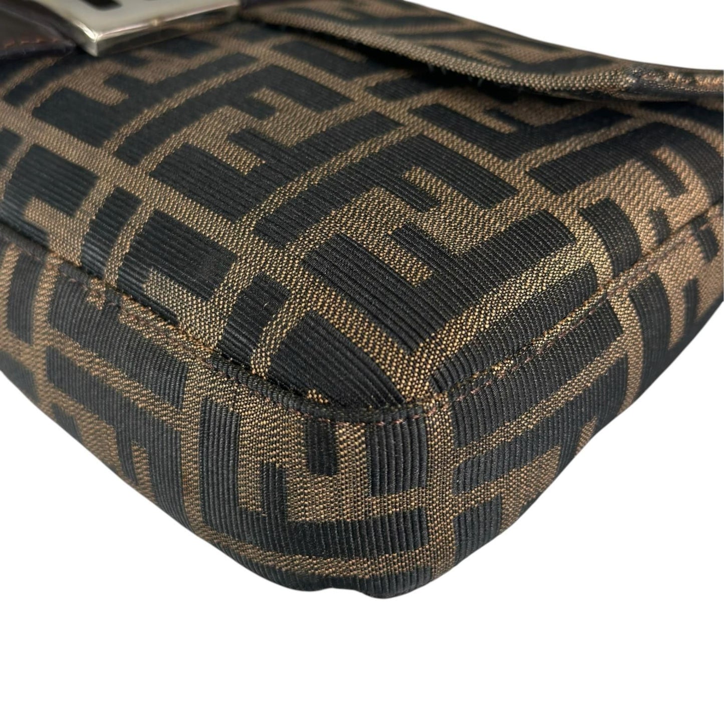 Fendi Zucca Mamma Baguette Handbag Leather Brown — view 8
