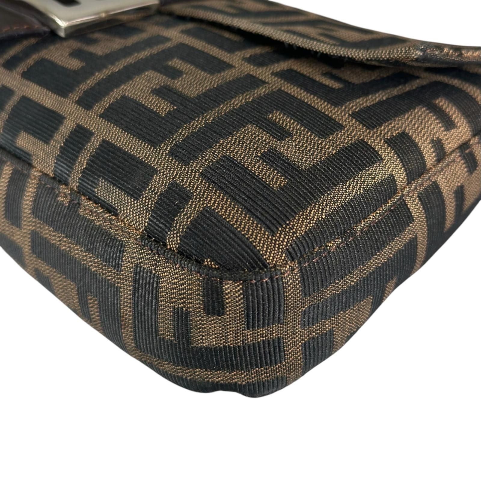 Fendi Zucca Mamma Baguette Handbag Leather Brown — view 8