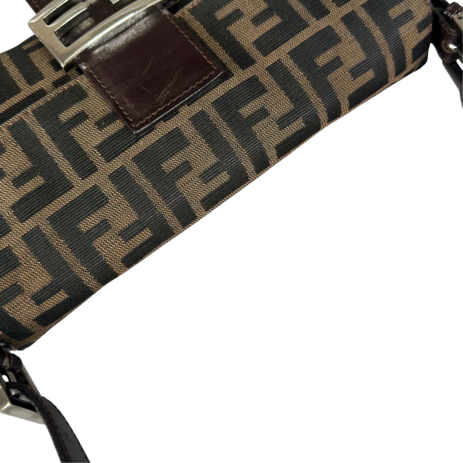 Fendi Zucca Mamma Baguette Handbag Leather Brown — view 6