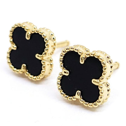 Van Cleef & Arpels 18k Yellow Gold Sweet Alhambra Earrings Onyx