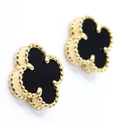 Van Cleef & Arpels 18k Yellow Gold Sweet Alhambra Earrings Onyx