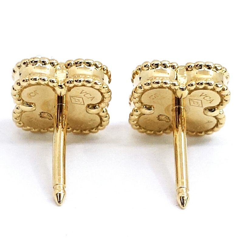 Van Cleef & Arpels 18k Yellow Gold Sweet Alhambra Earrings Onyx