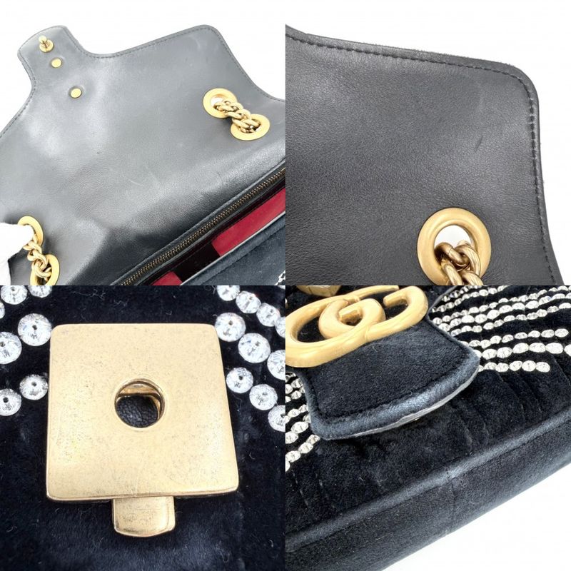 Gucci Shoulder Bag GG Marmont Quilted Small Chain Bijoux Crossbody Heart Velvet
