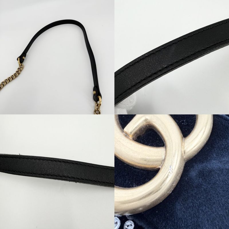 Gucci Shoulder Bag GG Marmont Quilted Small Chain Bijoux Crossbody Heart Velvet