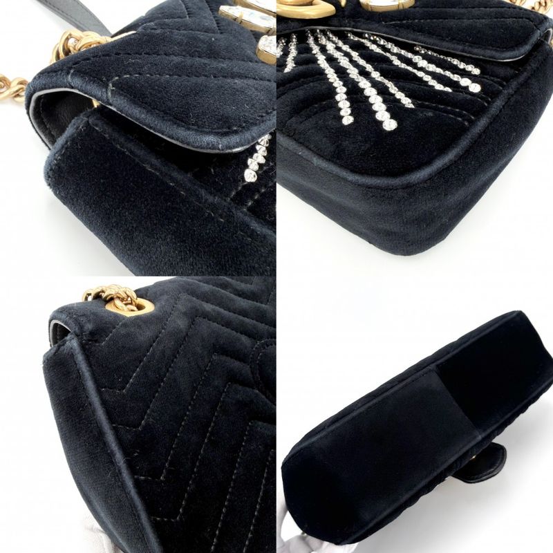 Gucci Shoulder Bag GG Marmont Quilted Small Chain Bijoux Crossbody Heart Velvet