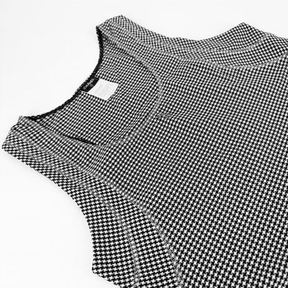 Chanel Tank Top CC Logo Sleeveless Top Check 42 Black White Nylon Spandex Summer