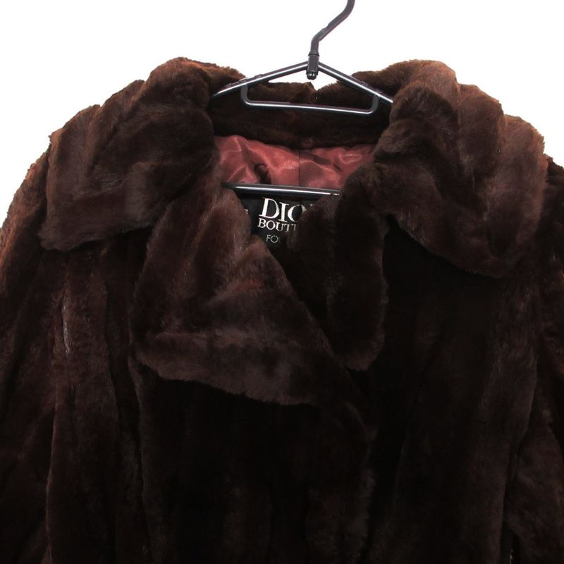 Dior Aw Stand Collar Coat Alpaca Fur Brown