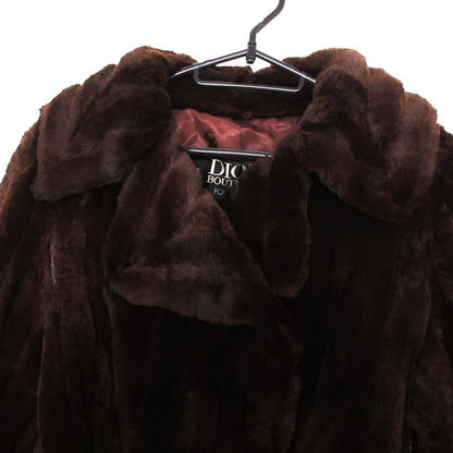 Dior Aw Stand Collar Coat Alpaca Fur Brown
