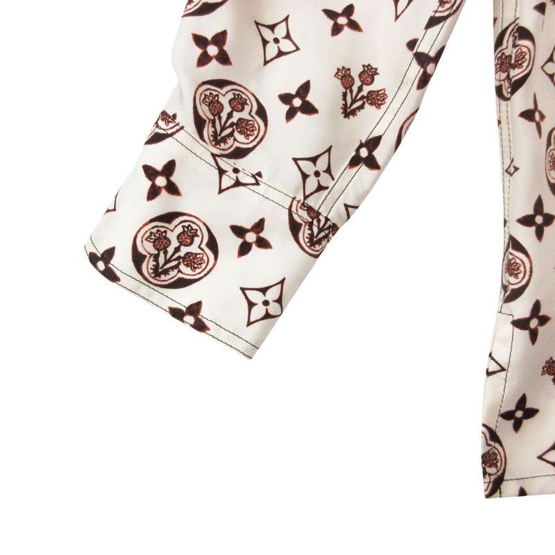 Louis Vuitton Long Sleeve Shirt Monogram All Over Pattern Silk Top White