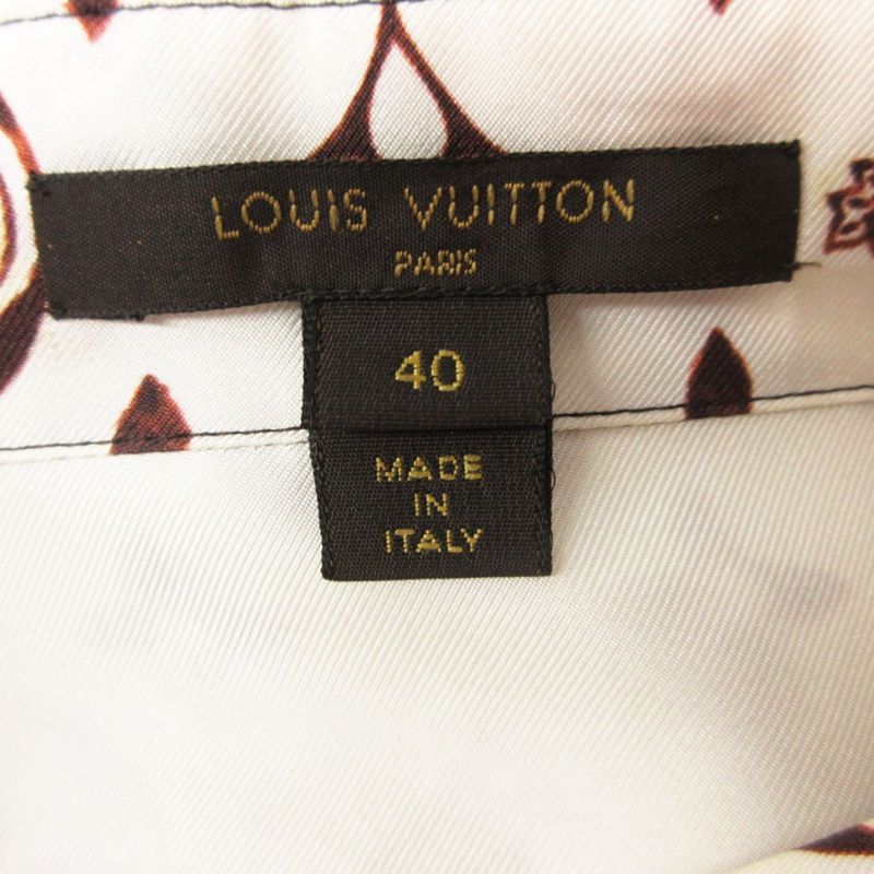 Louis Vuitton Long Sleeve Shirt Monogram All Over Pattern Silk Top White