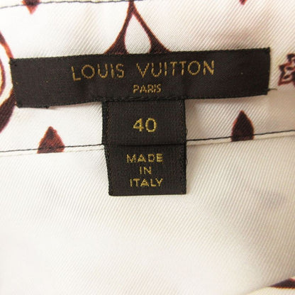 Louis Vuitton Long Sleeve Shirt Monogram All Over Pattern Silk Top White