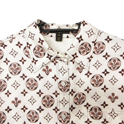 Louis Vuitton Long Sleeve Shirt Monogram All Over Pattern Silk Top White