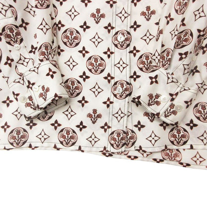 Louis Vuitton Long Sleeve Shirt Monogram All Over Pattern Silk Top White