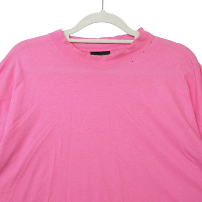 Balenciaga Short Sleeve T-Shirt Back Logo Mock Neck Oversize Top Pink XS