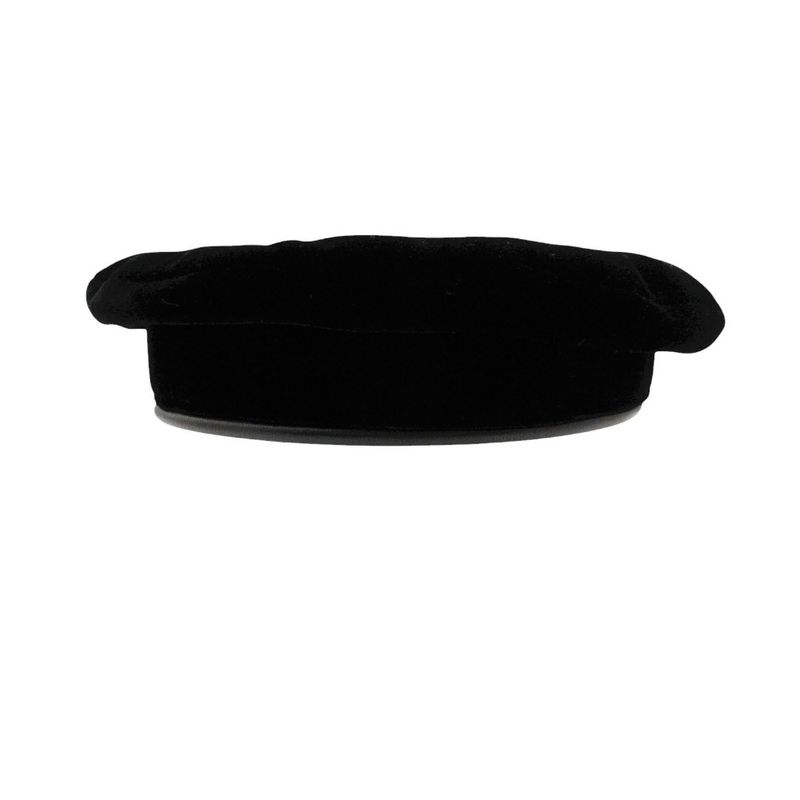 Hermes Beret Rayon Silk Cap Hat Lamb Leather Piping 58 Black