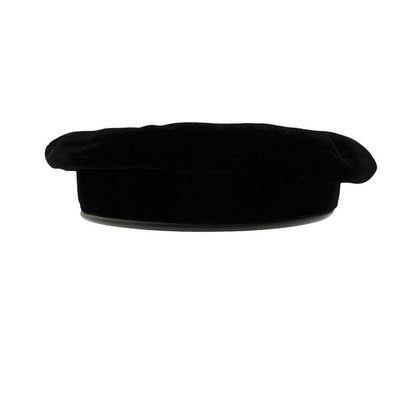 Hermes Beret Rayon Silk Cap Hat Lamb Leather Piping 58 Black