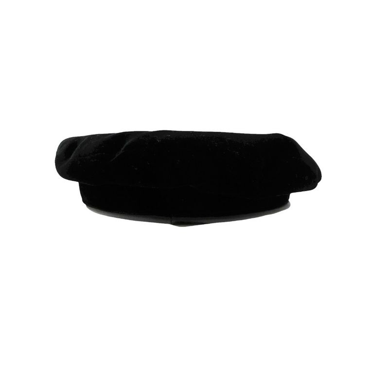 Hermes Beret Rayon Silk Cap Hat Lamb Leather Piping 58 Black