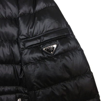 Prada Down Jacket Triangle Logo Zip Up Black