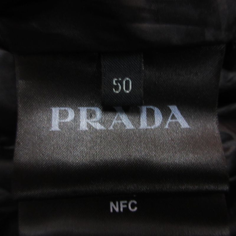 Prada Down Jacket Triangle Logo Zip Up Black