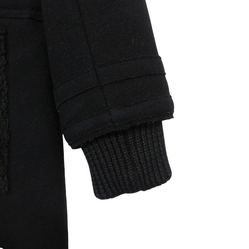Chanel Stainless Steel Coat Inner Boa Hooded Outer Zip Up Black