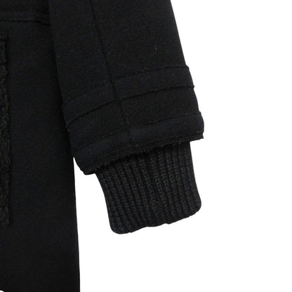 Chanel Stainless Steel Coat Inner Boa Hooded Outer Zip Up Black