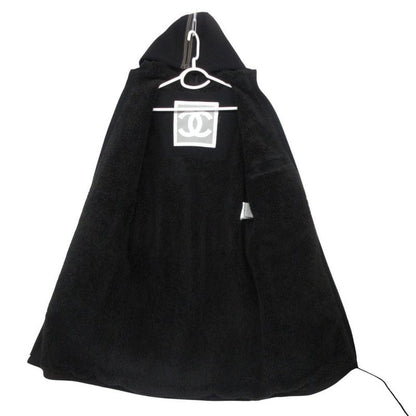Chanel Stainless Steel Coat Inner Boa Hooded Outer Zip Up Black