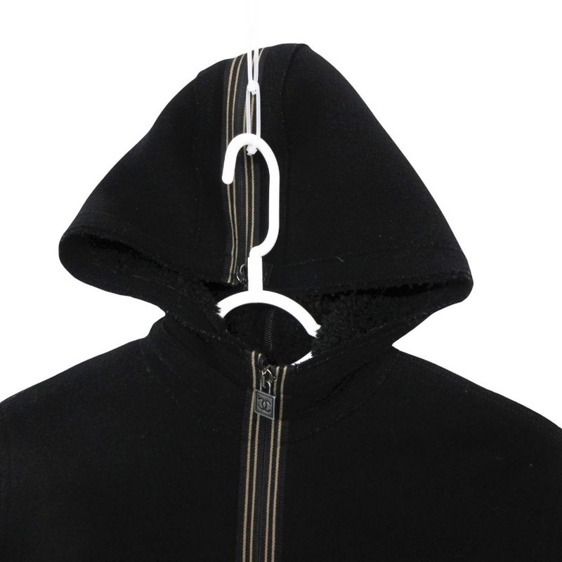 Chanel Stainless Steel Coat Inner Boa Hooded Outer Zip Up Black