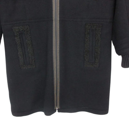 Chanel Stainless Steel Coat Inner Boa Hooded Outer Zip Up Black