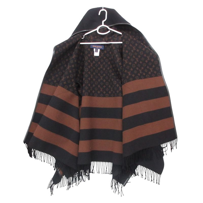 Louis Vuitton Poncho Monogram Hooded Wrap Cape Coat Black